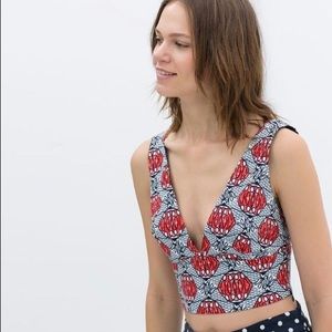 ZARA Trafaluc African Print Crop Top